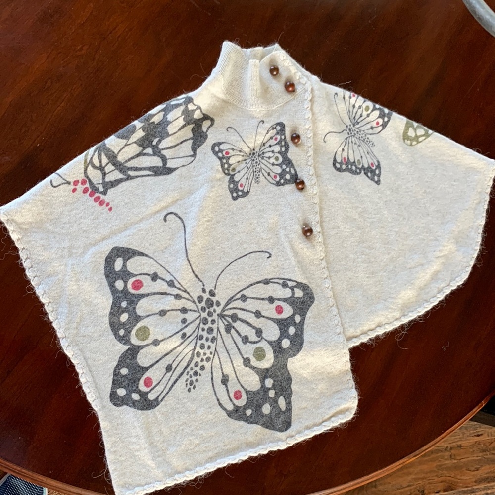 Anthropologie, Moth brand sweater cape. Butterfly print goes with everything